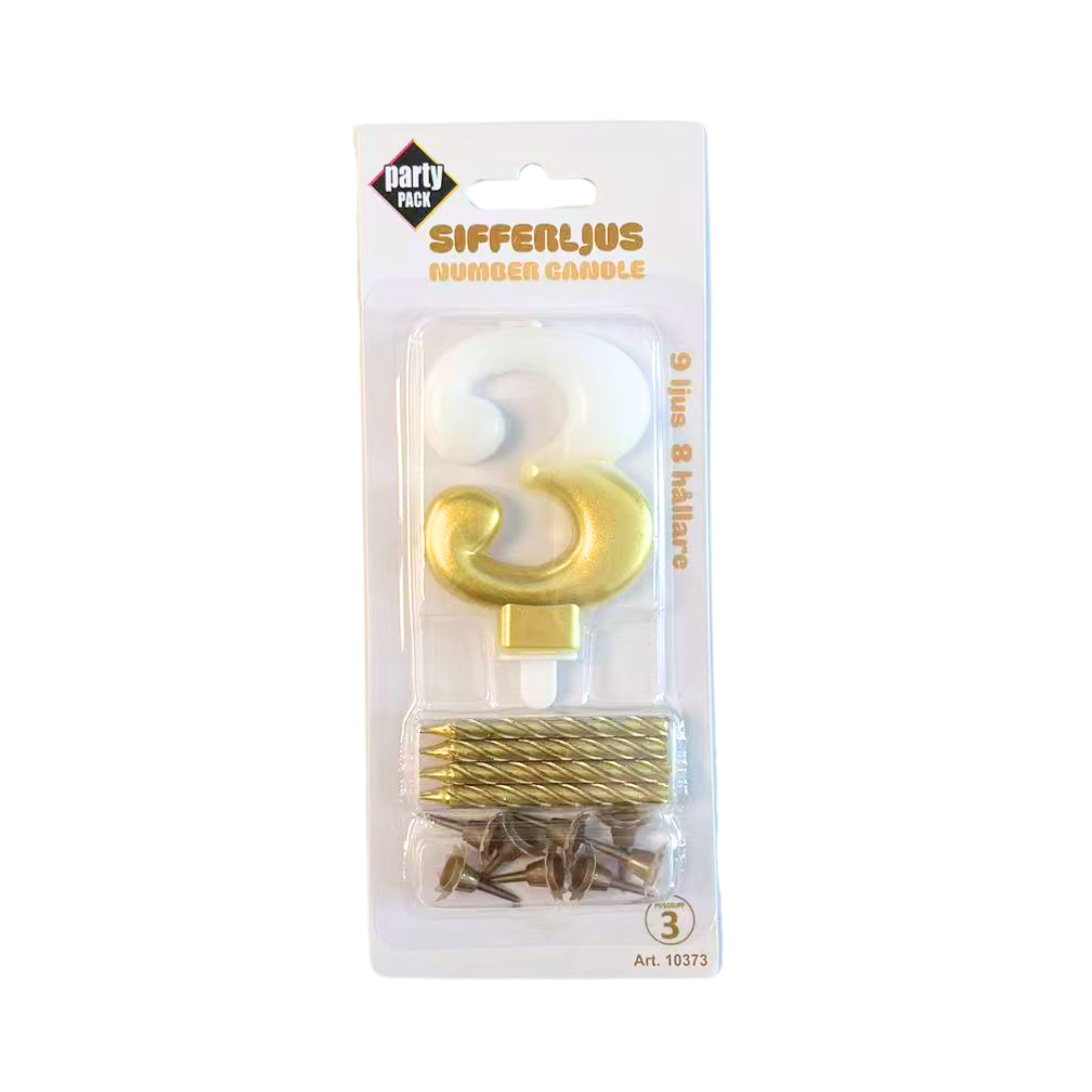 Sifferljus Vit/Guld nr.3
